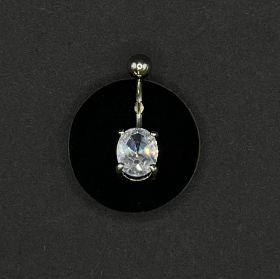 Belly bar - Round crystal