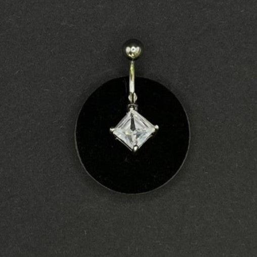 Belly bar - Square shaped crystal