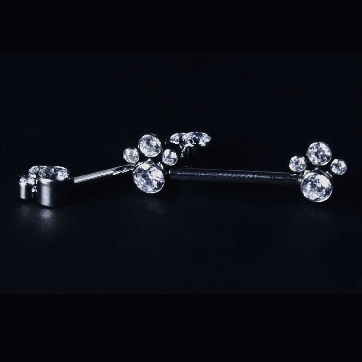 Titanium Crystal Paw Nipple Bar