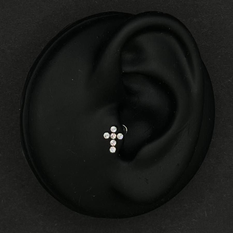 Titanium Cross-Shaped Crystal Studs