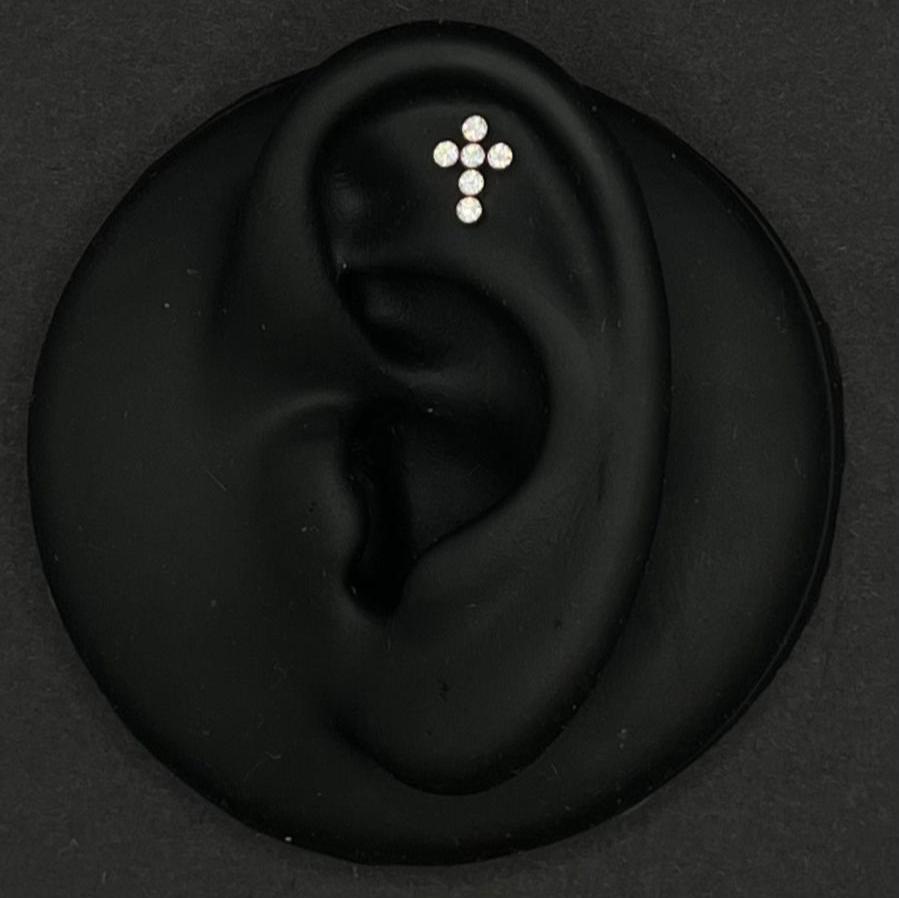 Titanium Cross-Shaped Crystal Studs