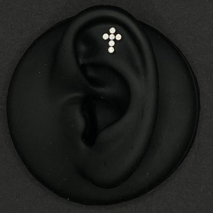Titanium Cross-Shaped Crystal Studs