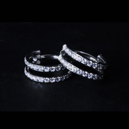 Double Row Crystal Hoop Earrings